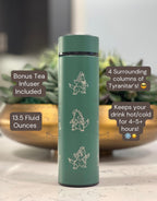 Tyranitar Coffee Tumbler Tea Infuser Waterbottle with Mega Tyranitar & Iron Thorns, Paradox Gamer Anime Travel Mug Flask Birthday Gift