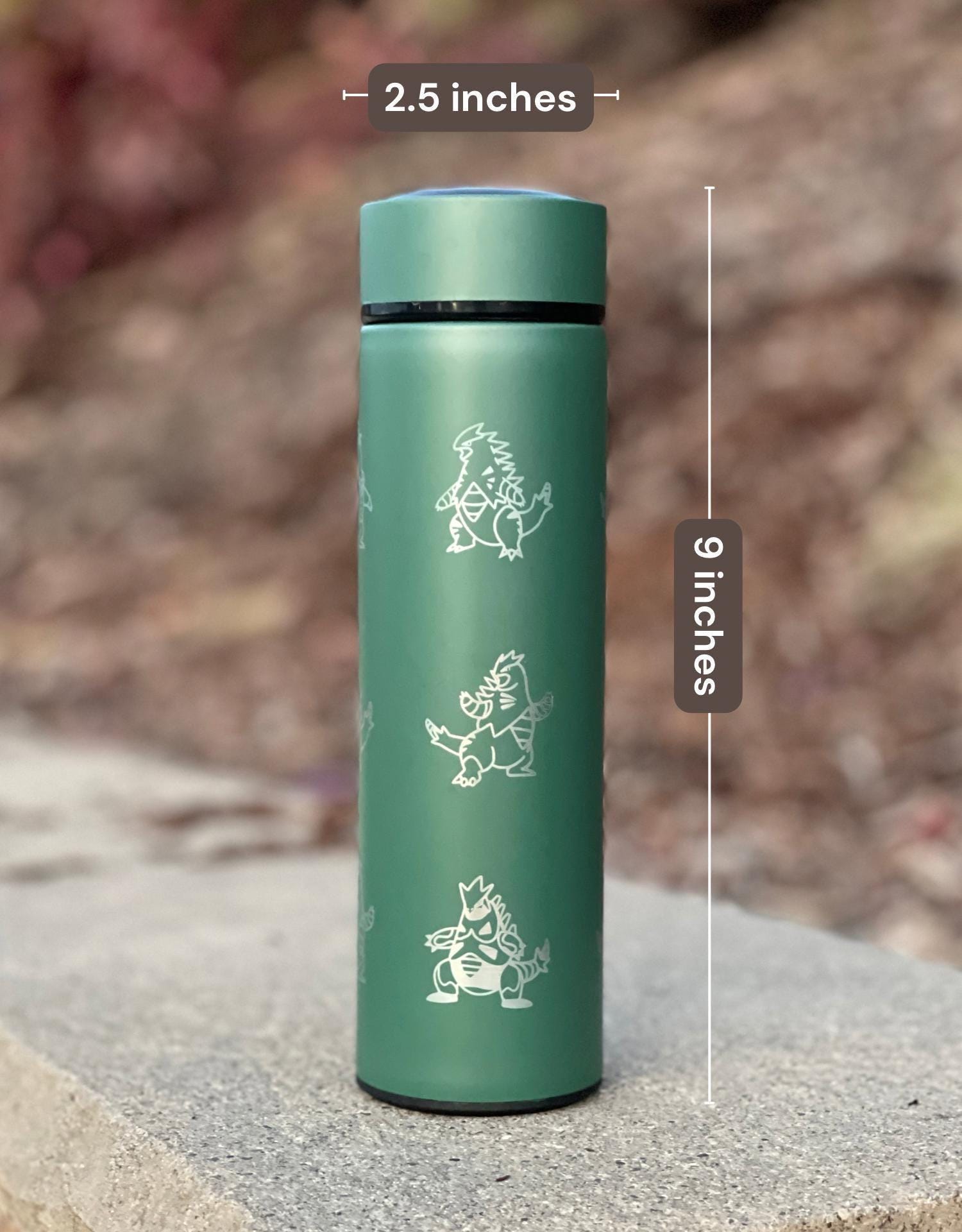 Tyranitar Coffee Tumbler Tea Infuser Waterbottle with Mega Tyranitar & Iron Thorns, Paradox Gamer Anime Travel Mug Flask Birthday Gift