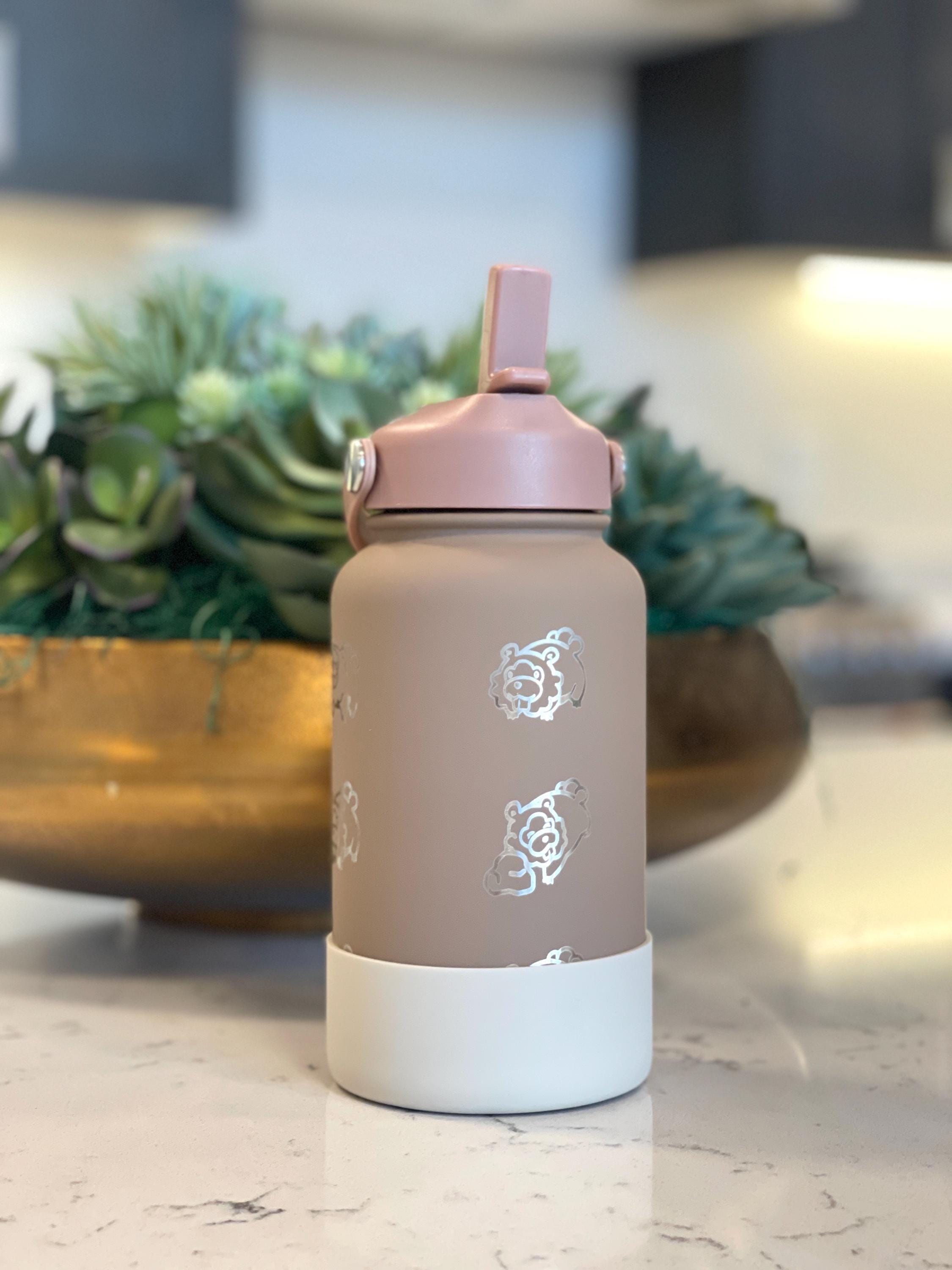 Bidoof Water Bottle Engraved Straw Waterbottle Coffee Tumbler, HM Slave Rock Smash Cut, Funny Meme Anime Fan Travel Mug Cup Drink Gift