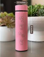 Mew Coffee Tumbler with Ash Ketchum’s Hat, Shiny Mew Water Bottle with Tea Infuser, Psychic Mythical Travel Mug Flask Gift