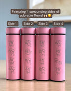 Mew Coffee Tumbler with Ash Ketchum’s Hat, Shiny Mew Water Bottle with Tea Infuser, Psychic Mythical Travel Mug Flask Gift