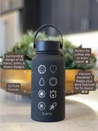 Kanto Johto Hoenn Gym Badges Water Bottle Engraved Coffee Tea Tumbler Travel Cup Waterbottle, Gamer Anime Anniversary Birthday Gift
