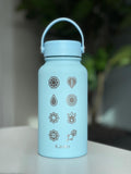 Kanto Johto Hoenn Gym Badges Water Bottle Engraved Coffee Tea Tumbler Travel Cup Waterbottle, Gamer Anime Anniversary Birthday Gift
