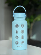 Kanto Johto Hoenn Gym Badges Water Bottle Engraved Coffee Tea Tumbler Travel Cup Waterbottle, Gamer Anime Anniversary Birthday Gift