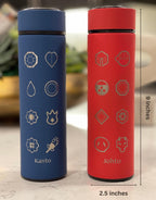 Kanto Johto Hoenn Gym Badges Tumbler Water Bottle with Tea Infuser Coffee Travel Cup Mug, Gamer Anime Waterbottle Birthday Gifts