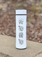 Togepi Engraved Coffee Tumbler with Tea Infuser, Crying & Angry Togepi with Banana, Funny Cute Anime Waterbottle Travel Mug Gift