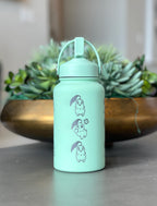 Chikorita Water Bottle Engraved Coffee Tumbler with Sleeping Chikorita, Grass Johto Starter Waterbottle Travel Mug Anime Fan Birthday Gift