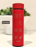 Kanto Johto Hoenn Gym Badges Tumbler Water Bottle with Tea Infuser Coffee Travel Cup Mug, Gamer Anime Waterbottle Birthday Gifts