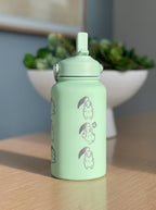 Chikorita Water Bottle Engraved Coffee Tumbler with Sleeping Chikorita, Grass Johto Starter Waterbottle Travel Mug Anime Fan Birthday Gift