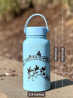 Gyarados & Shiny Red Gyarados Water Bottle Engraved Coffee Tumbler with Magikarp, Surrounding Design Waterbottle Anime Fan Birthday Gift
