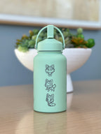 Sprigatito Water Bottle Engraved Coffee Tumbler with Sleeping Sprigatito, Paldea Grass Starter Waterbottle Thermos Anime Fan Birthday Gift