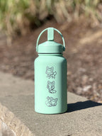 Sprigatito Water Bottle Engraved Coffee Tumbler with Sleeping Sprigatito, Paldea Grass Starter Waterbottle Thermos Anime Fan Birthday Gift