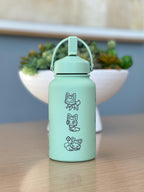 Sprigatito Water Bottle Engraved Coffee Tumbler with Sleeping Sprigatito, Paldea Grass Starter Waterbottle Thermos Anime Fan Birthday Gift