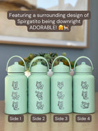 Sprigatito Water Bottle Engraved Coffee Tumbler with Sleeping Sprigatito, Paldea Grass Starter Waterbottle Thermos Anime Fan Birthday Gift