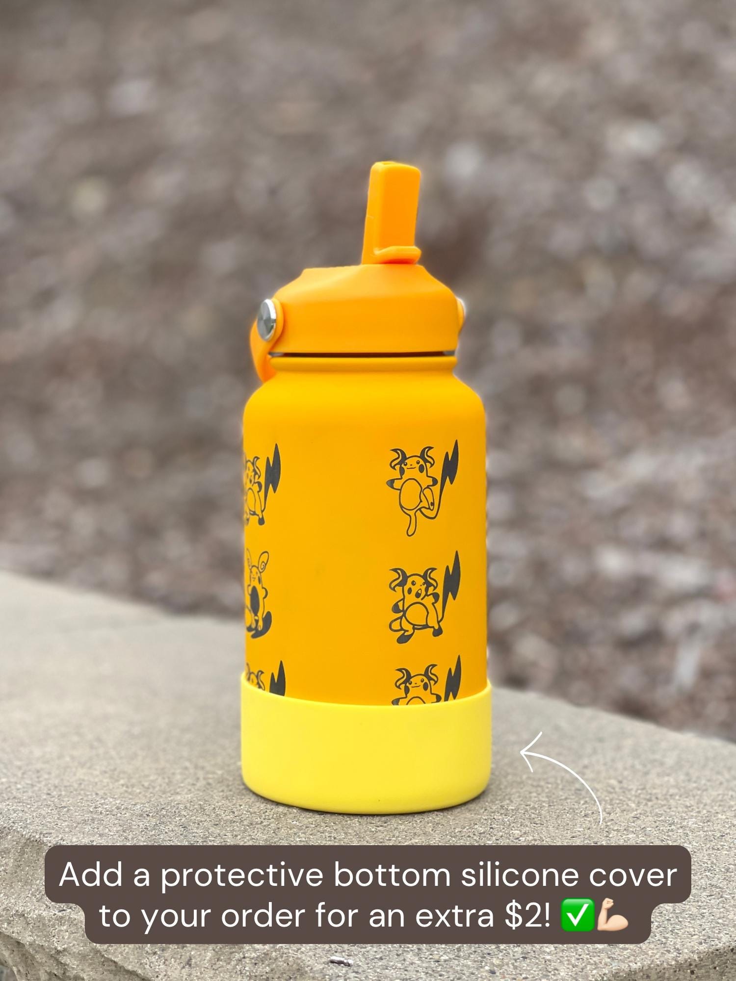 Raichu Water Bottle Tumbler with Alolan Raichu, Engraved Coffee Travel Mug Straw Waterbottle, Cute Anime Fan Pikachu Birthday Gift