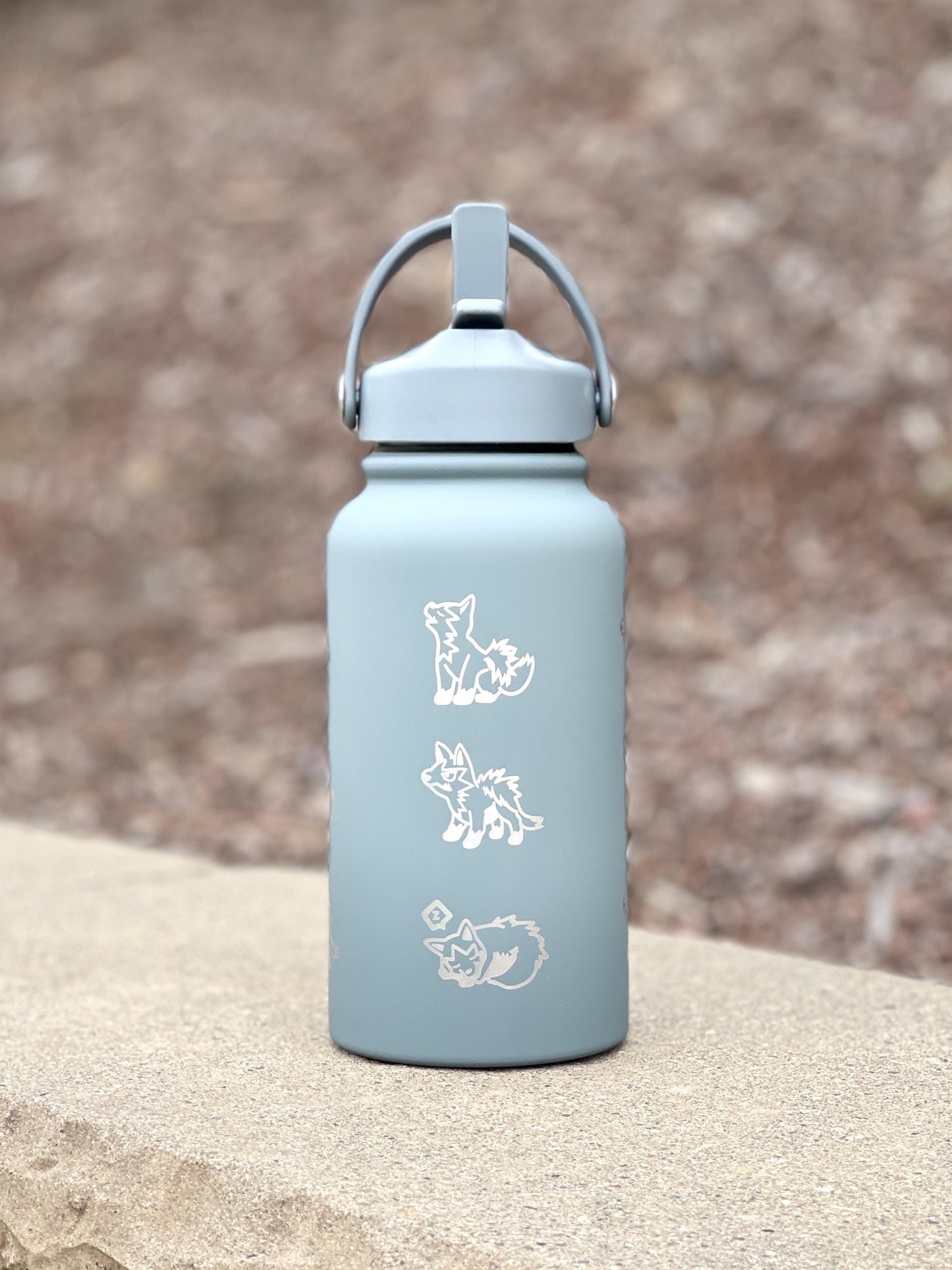 Poochyena Mightyena Water Bottle Engraved Coffee Tumbler, Cute Sleeping Poochyena Dog Waterbottle Travel Mug, Anime Hoenn Fan Birthday Gift