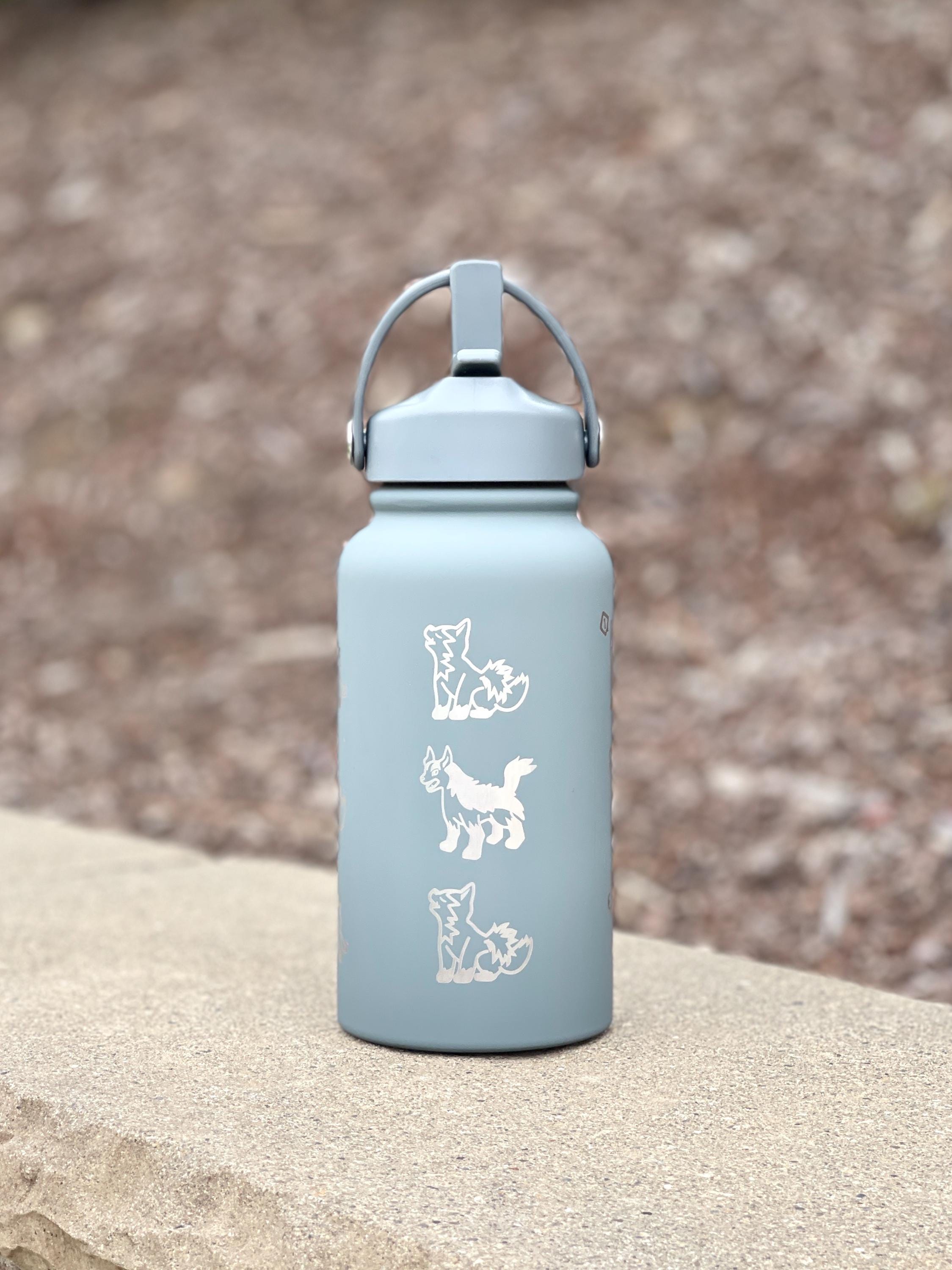 Poochyena Mightyena Water Bottle Engraved Coffee Tumbler, Cute Sleeping Poochyena Dog Waterbottle Travel Mug, Anime Hoenn Fan Birthday Gift