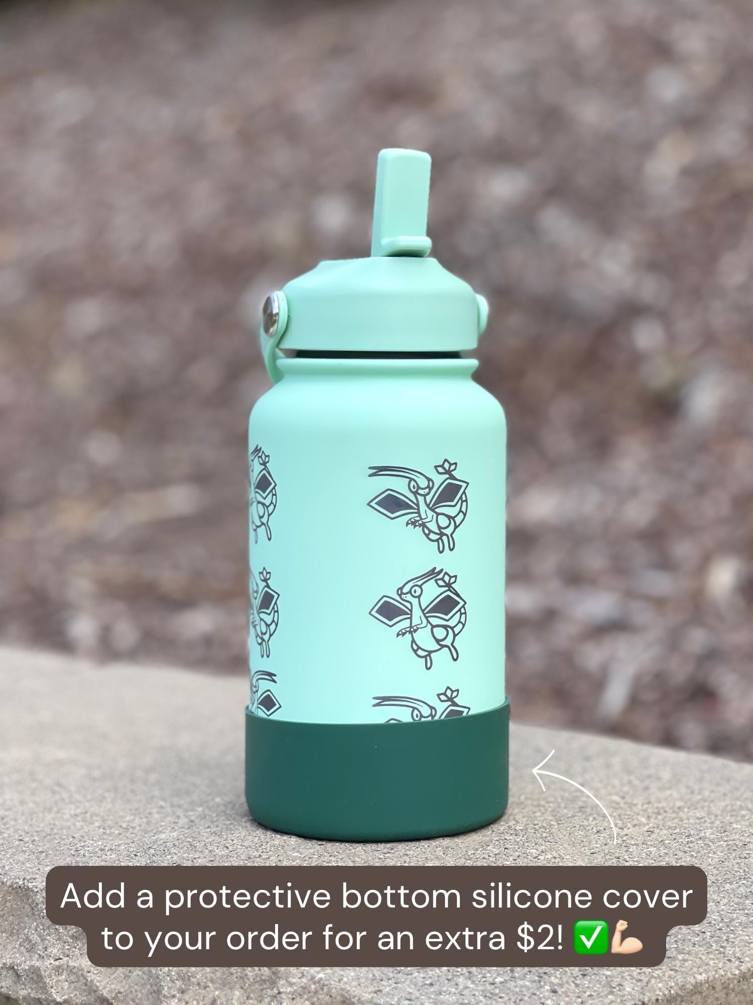 Flygon Water Bottle Engraved Coffee Tumbler with Tera Flygon Ex, Dragon Waterbottle Travel Mug Thermos Flask Gamer Birthday Gift
