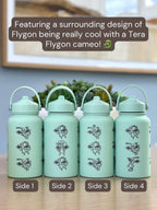 Flygon Water Bottle Engraved Coffee Tumbler with Tera Flygon Ex, Dragon Waterbottle Travel Mug Thermos Flask Gamer Birthday Gift