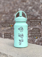 Flygon Water Bottle Engraved Coffee Tumbler with Tera Flygon Ex, Dragon Waterbottle Travel Mug Thermos Flask Gamer Birthday Gift