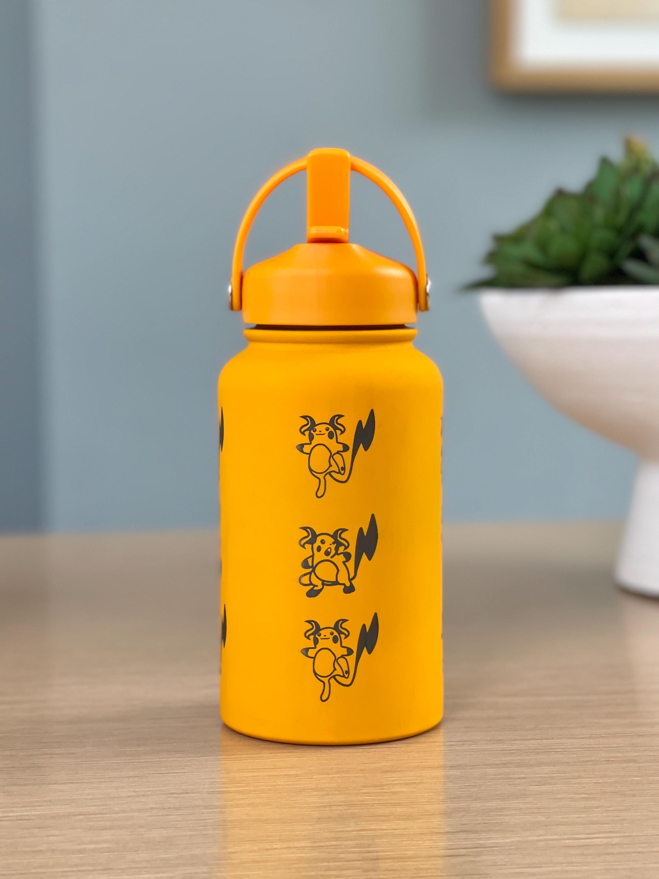 Raichu Water Bottle Tumbler with Alolan Raichu, Engraved Coffee Travel Mug Straw Waterbottle, Cute Anime Fan Pikachu Birthday Gift
