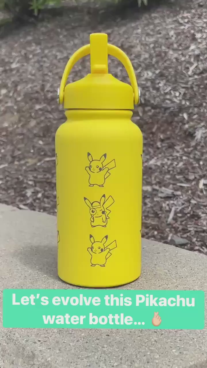 Raichu Water Bottle Tumbler with Alolan Raichu, Engraved Coffee Travel Mug Straw Waterbottle, Cute Anime Fan Pikachu Birthday Gift