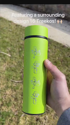 Treeko Coffee Tumbler with Tea Infuser Hoenn Grass Starter Water Bottle, Anime Gamer Travel Cup Mug Flask Drinkware Gift