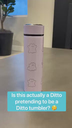 Ditto Coffee Tumbler Shiny Ditto Engraved Tea Infuser Waterbottle with Fake Squirtle and Eevee, Funny Anime Meme Birthday Anniversary Gift