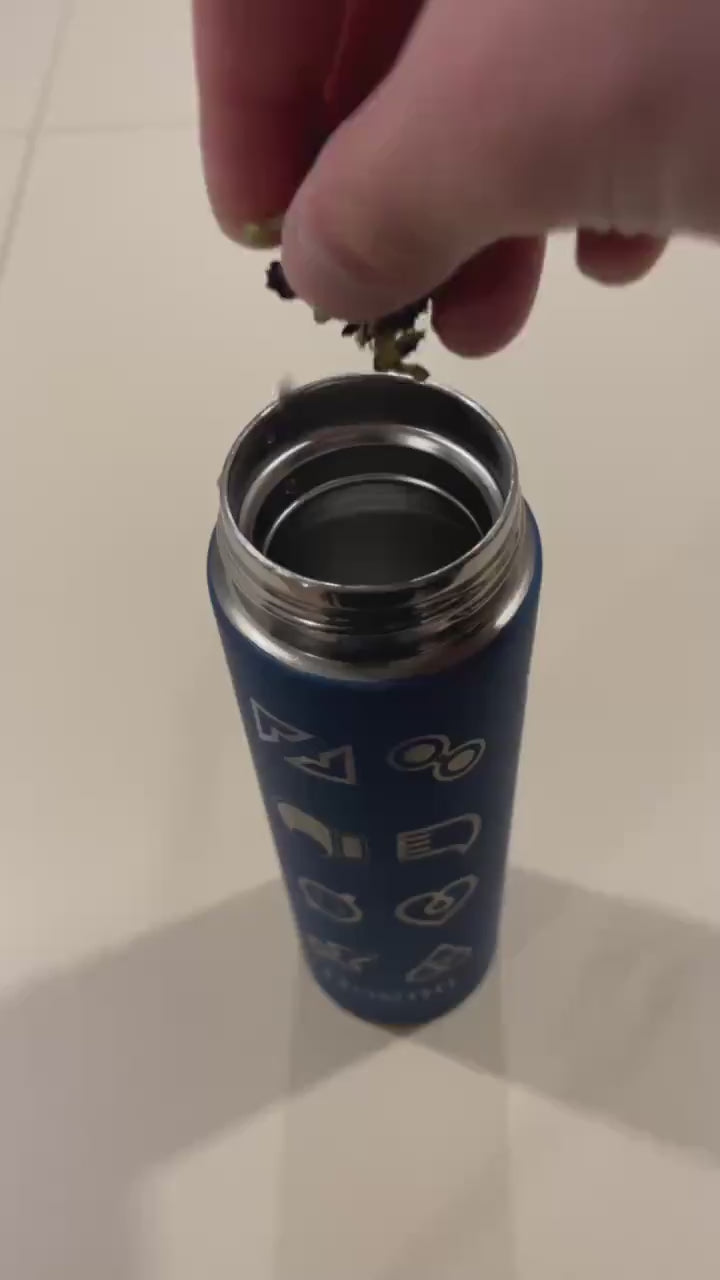 Kanto Johto Hoenn Gym Badges Tumbler Water Bottle with Tea Infuser Coffee Travel Cup Mug, Gamer Anime Waterbottle Birthday Gifts