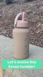 Leafeon Water Bottle Engraved Coffee Tumbler Razor Leaf & Flower Crown Costume Waterbottle, Eeveelution Anime Fan Birthday Thermos Gift