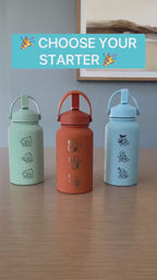 Charmander Water Bottle Engraved Coffee Tea Tumbler with Sleeping Charmander Leaf, Fire Kanto Starter Waterbottle, Gamer Birthday Gift