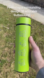 Bulbasaur Coffee Tumbler with Tea Infuser, Kanto Grass Starter Travel Cup Mug, Anime Gamer Fan Birthday Water Bottle Gift